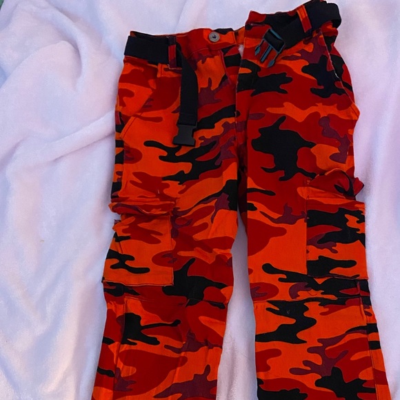 Red And Orange Cano Cargo Pants Never 
